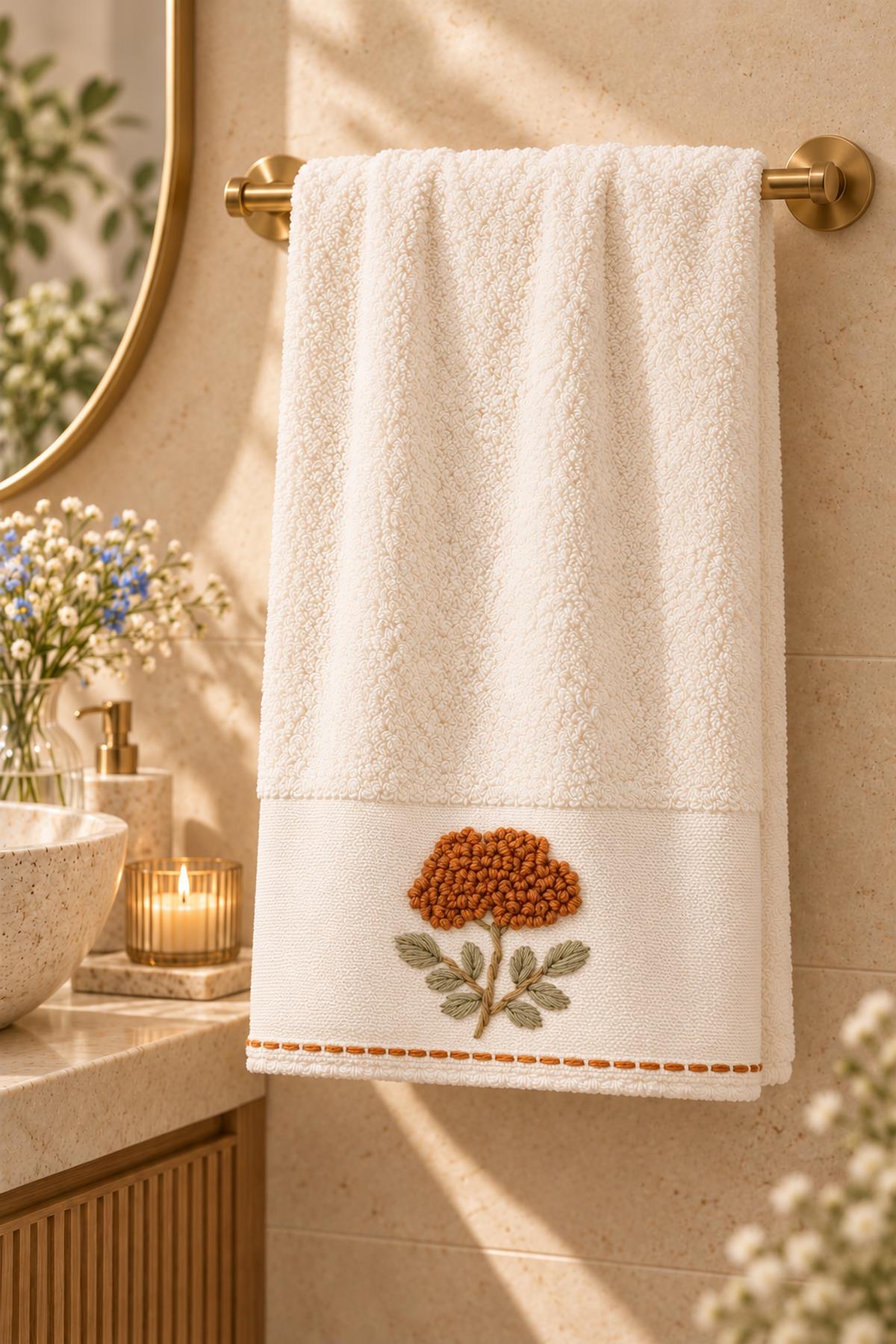 Adenya Flower Embroidered Face Towel (50 x 90 cm)