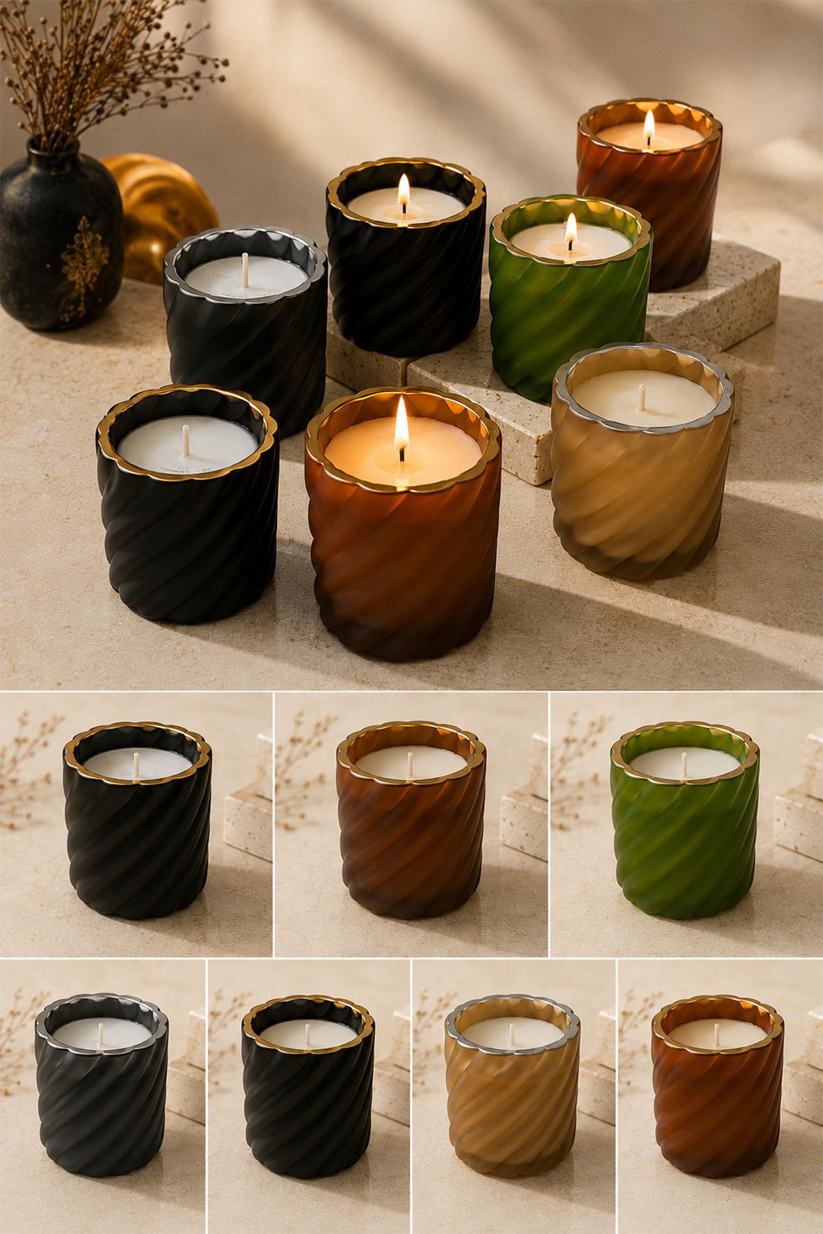Devin Black-Gold Helix Candle (10 cm)