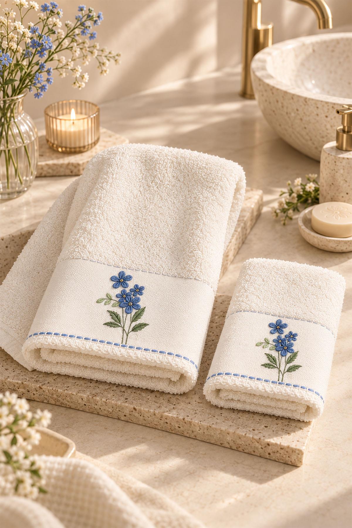 Fiorella Flower Embroidered Hand Towel (30 x 50 cm)