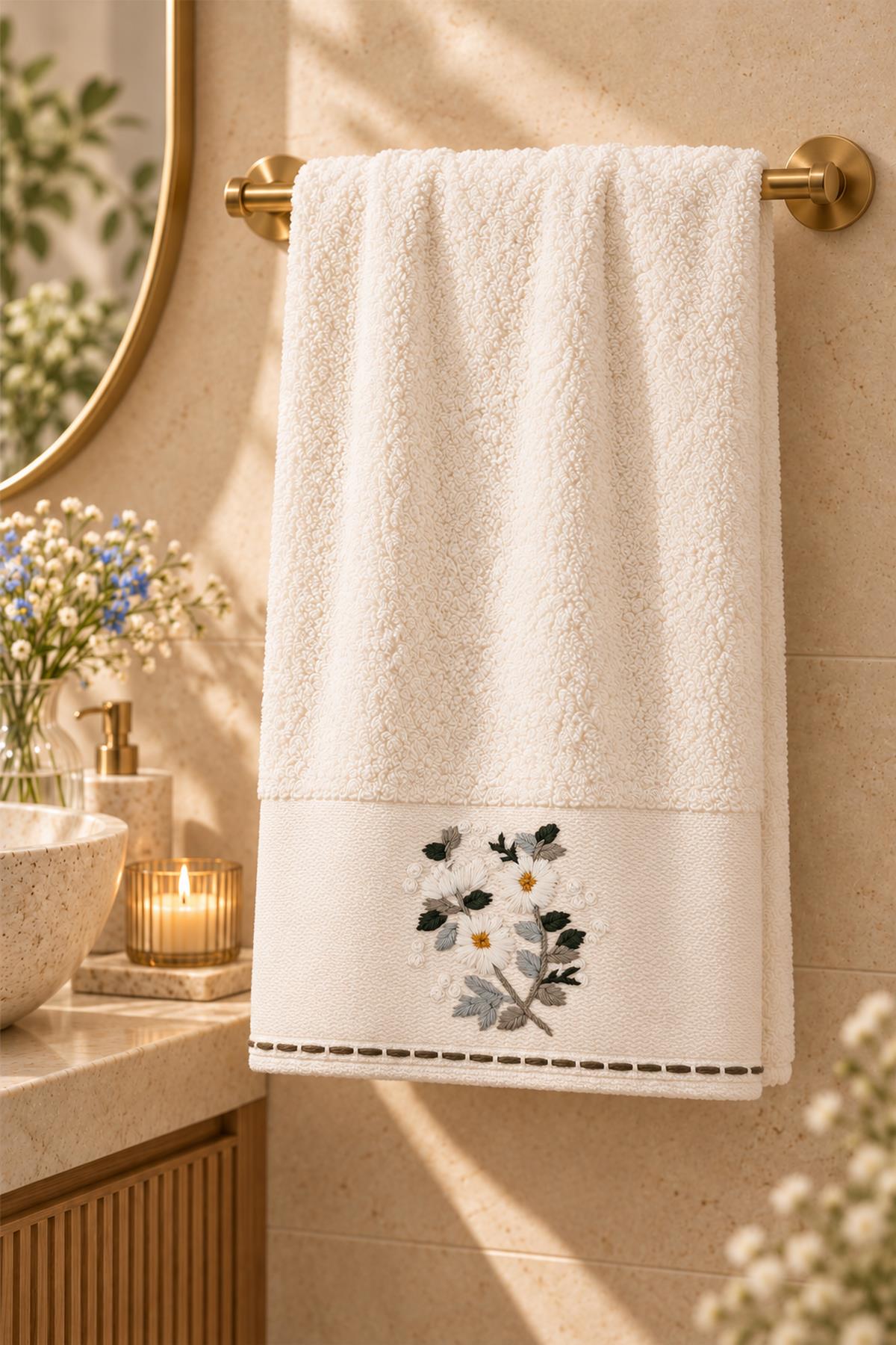 Sueno Hand Towel with Floral Embroidery (30 x 50 cm)