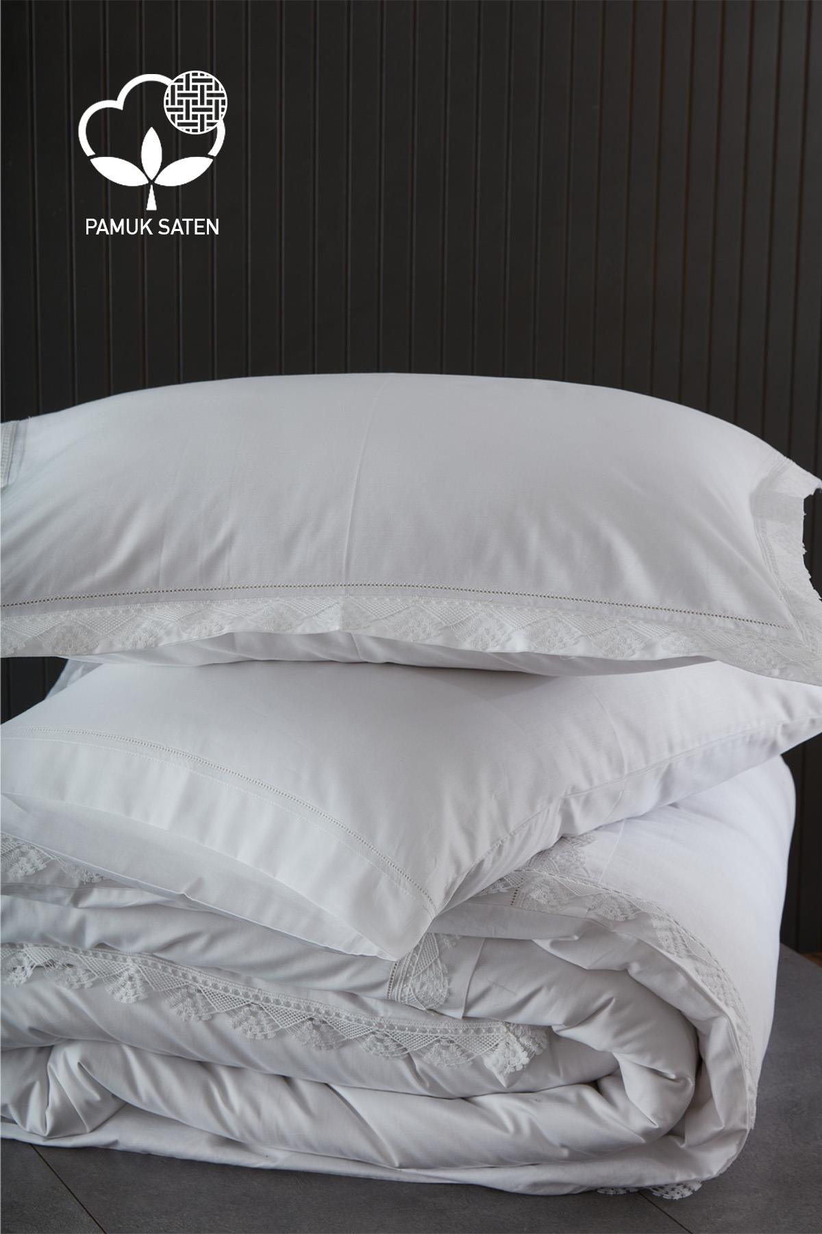 Elegant 300 TC Lace Cotton Sateen 6-Piece Double Duvet Cover Set - Nazik Home - Value for My Home!