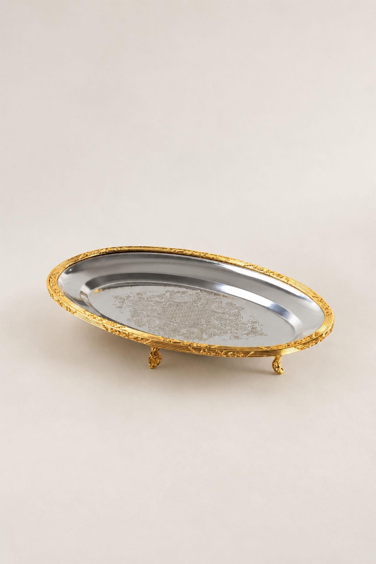Kessa Gold Detailed Oval Serving Tray (35 cm)