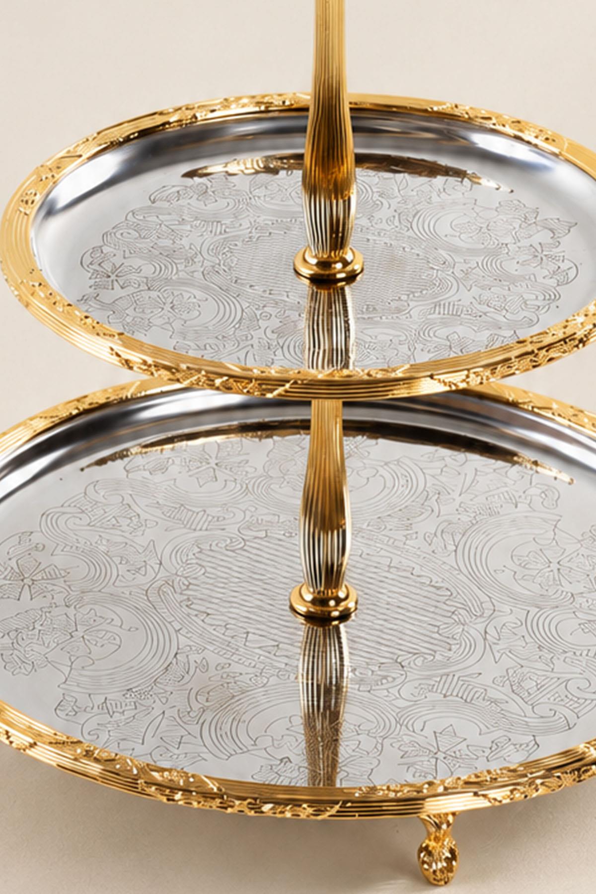 Kessa Gold Detailed 3-Tier Serving Plate (15-22-30 cm)