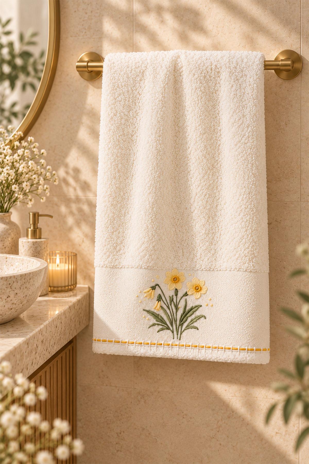 Fiorella Flower Embroidered Hand Towel (30 x 50 cm)