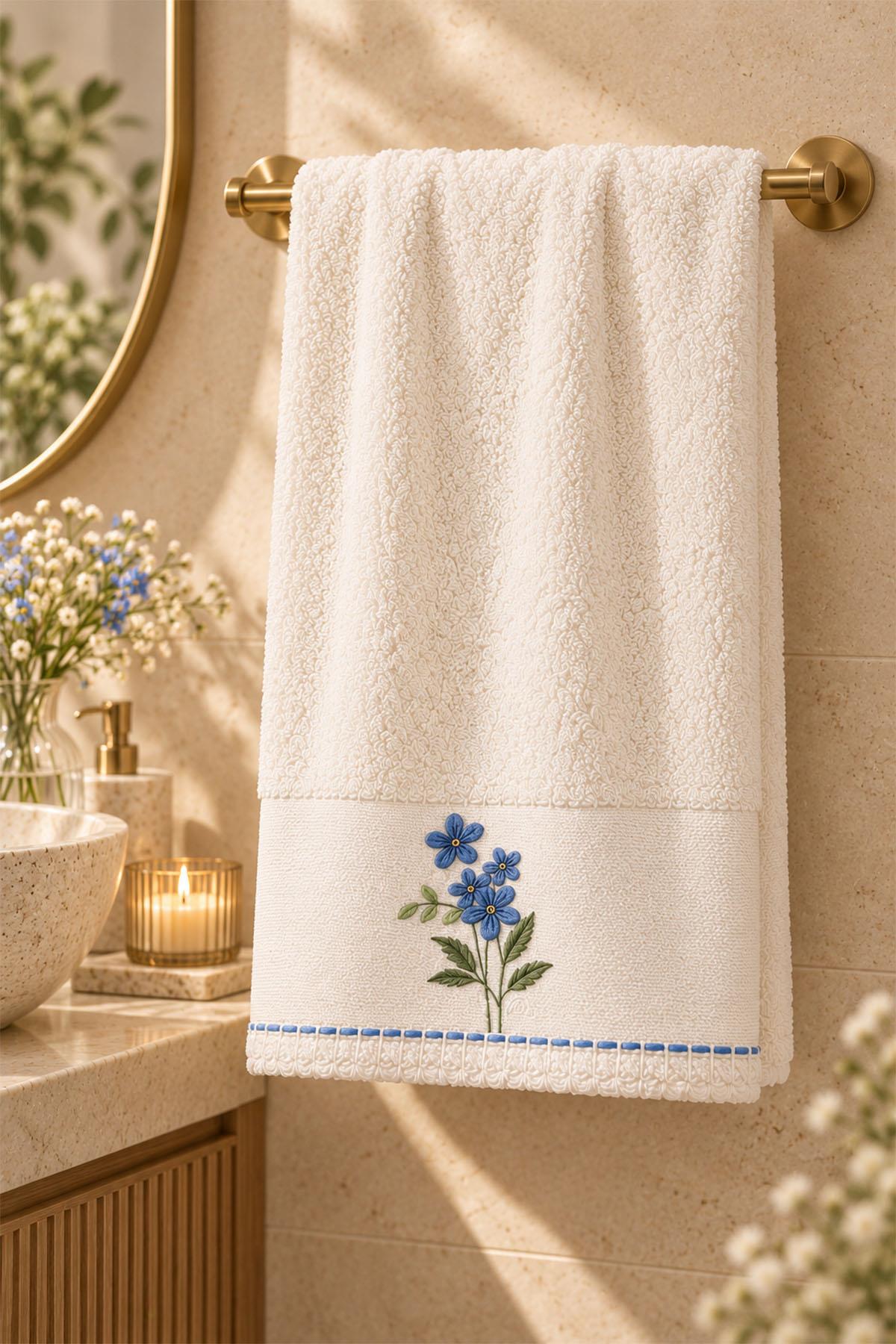 Fiorella Flower Embroidered Face Towel (50 x 90 cm)
