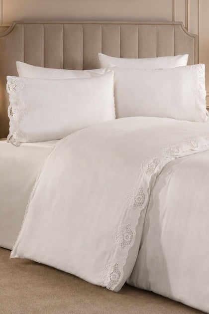 Puerta Floral Embroidered 100% Cotton Double 6-Piece Duvet Cover Set