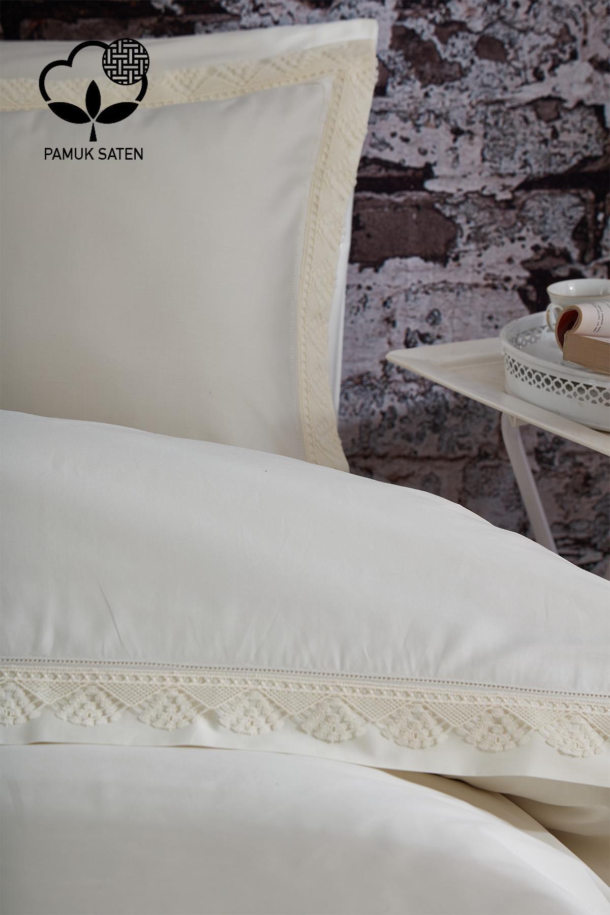 Elegant 300 TC Lace Cotton Sateen 6-Piece Double Duvet Cover Set - Nazik Home - Value for My Home!